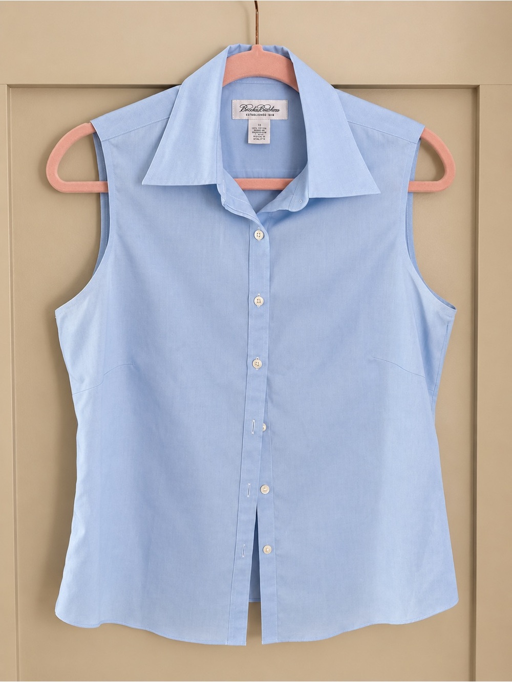 Brooks Brothers Light Blue Sleeveless Button-Front Shirt